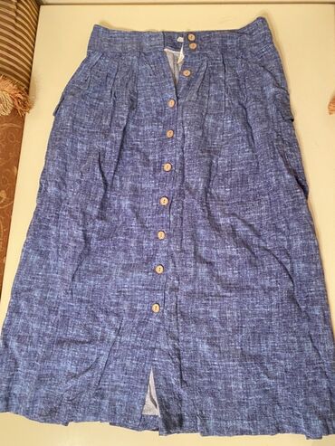 женские джинсовые юбки на пуговицах: Миди Юбка, M