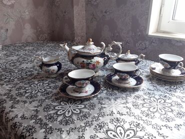 çaynı serviz: Çay dəsti, rəng - Göy, 6 nəfərlik
