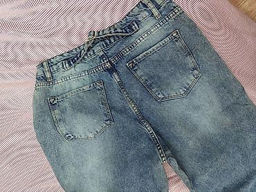 idman şort: Geniş kəsimli mavi cins şalvar - Model: straight/relaxed fit, geniş — 2