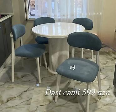 mətbəx üçün stol stullar: 1.Yemək otağı üçün dairəvi masa və 4 stuldan ibarət dəst. - Masa — 1