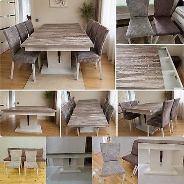 Qonaq otağı üçün, İşlənmiş, Kvadrat masa, 6 stul