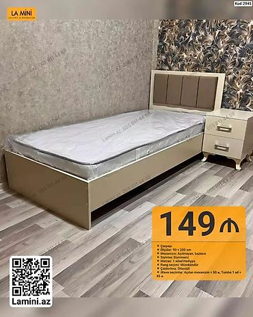 Ev üçün mebel: Çarpayı – Kod: 2945 - Ölçü: 90 × 200 sm - Mexanizm: Açılmayan — 1