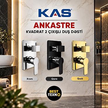 KAS Ankastre Kvadrat 2 çıxışlı duş dəsti - Divar daxili (ankastre)