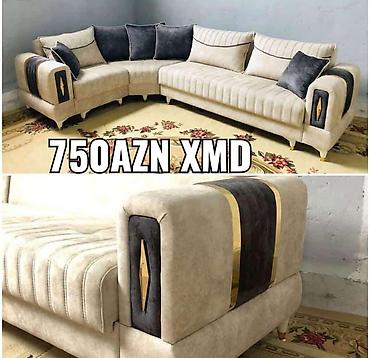 dəst mebel: Künc divan dəsti – müasir dizayn - L-şəkilli künc divan, bej rəngli — 1