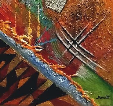 500 dinara: Apstraktna slika na platnu sa blind ramom 30x25cm rađena akrilnim — 3