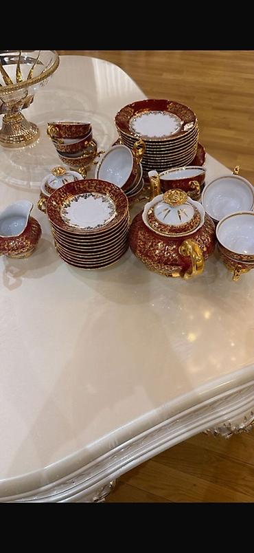 sud separatoru: Çay dəsti, rəng - Qızılı, Farfor — 1