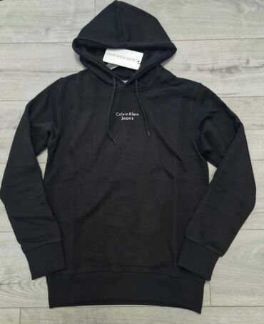 levis dukserice muske: Sweatshirt, XL (EU 54), Calvin Klein, color - Black, With a kangaroo pocket