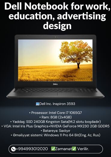 islenmis notebooklar: 💻Dell Inc. Inspiron 3593 • Prosessor: Intel Core i7 1065G7 • Ram: 8GB