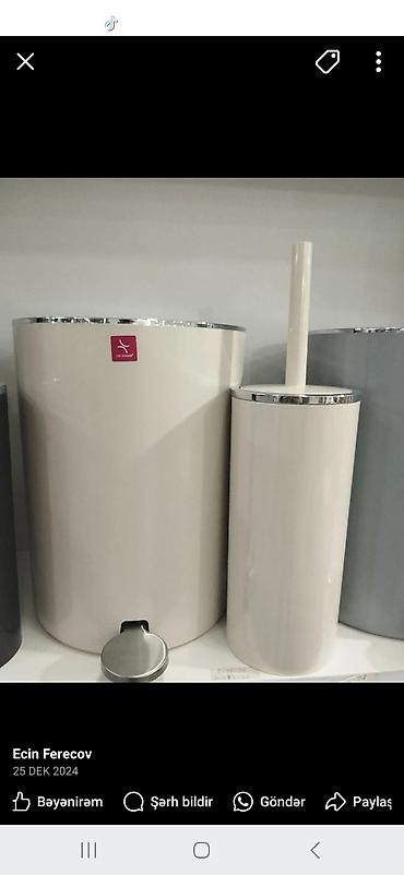 Hamam üçün 2-li dəst – pedallı zibil qabı və tualet fırçası qabı - at lalafo.az Hamam üçün 2-li dəst – pedallı zibil qabı və tualet fırçası qabı -
