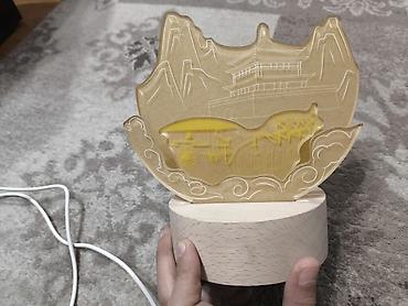 фонарь желаний: Атмосферный ночник-светильник с акриловой 3D‑панелью и деревянным — 3
