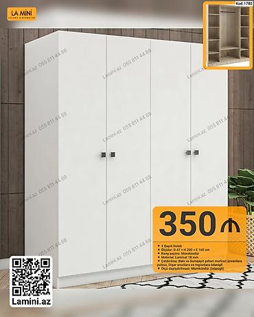 Ev üçün mebel: 4 qapılı dolab – La Mini (Kod: 1780) - Ölçülər: Dərinlik 47 sm × — 1