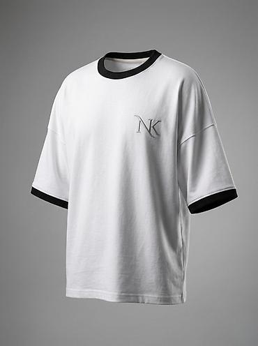 xiaomi smart saat: NK loqolu unisex T‑shirtlər (2 model) Model 1: Ağ/qaralı haşiyəli — 1