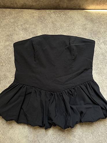 cone korse: Qara strapless üst (korset tipli bluz) - Rəng: qara - Model — 4
