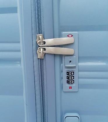 Putni koferi i torbe: Tvrdi kofer na točkiće – svetloplava boja - Materijal: čvrsta — 12