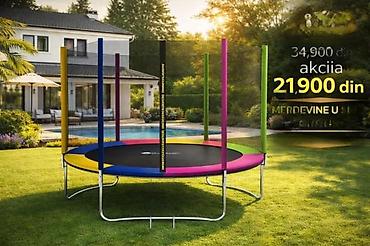 Sve za dečije igralište: Trampolina sa zaštitnom mrežom – prečnik 3,05 m - Šarena obodna — 5