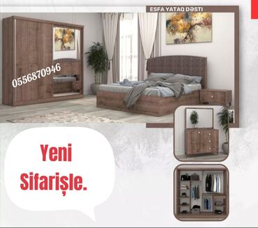 Yataq otağı dəstləri: İkinəfərlik çarpayı, Dolab, Termo, 2 tumba, Azərbaycan, Yeni — 20