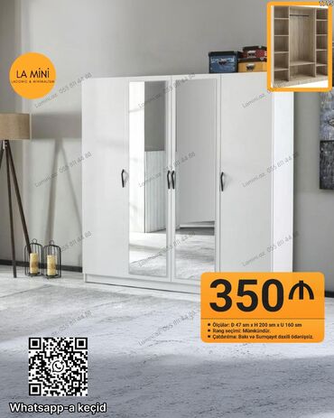 Dolablar: Açılan, 4 qapılı Düz dolab, Şifonyer