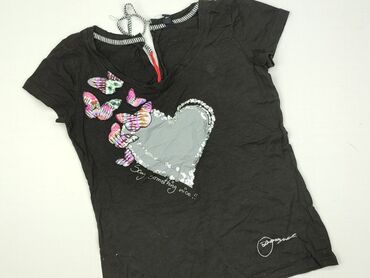 t shirty damskie czarne krótki rękaw: T-shirt damski, Desigual, L