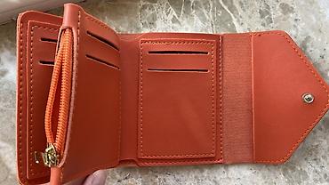 pul kisələri: Narıncı rəngli kompakt pulqabı - Material: yumşaq süni dəri, səliqəli — 3