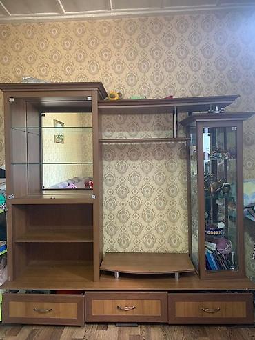 зеркальный комод: Стенка-шкаф, Тип стенки-шкафа: Модульная, Для зала, Б/у, Особенности: С отделением под телевизор — 1