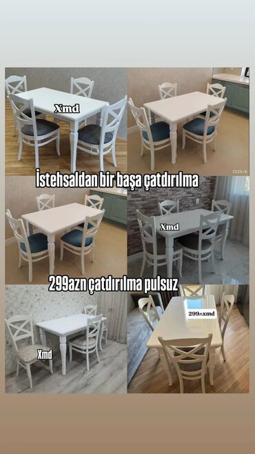 Uşaq və gənc otağı üçün dəstlər: Mətbəx üçün, Açılmayan, Dördbucaq masa, 4 stul