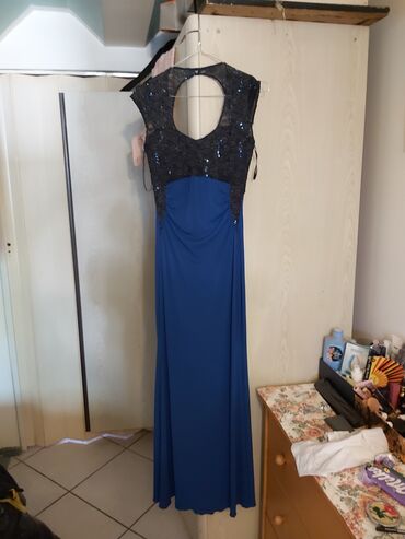 Dresses: XL (EU 42), color - Blue, Evening, Short sleeves