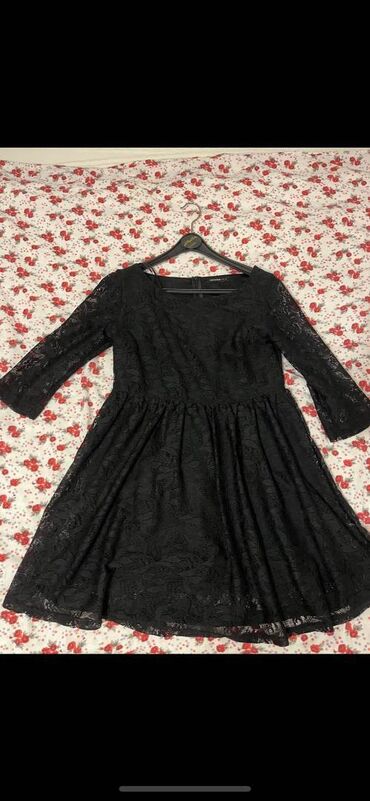 haljine od čipke: L (EU 40), bоја - Crna, Večernji, maturski, Dugih rukava