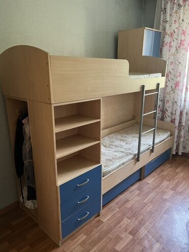 индийский костюм для детей: Двухъярусная детская кровать, Натуральное дерево, цвет - Бежевый