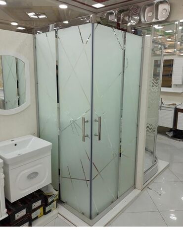 Duş kabinaları, arakəsmələr: Yeni Üstü açıq kabina, Künc üçün, Pulsuz çatdırılma — 24