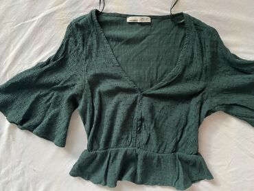 Bluze: S (EU 36), Jednobojni, bоја - Maslinasto zelena