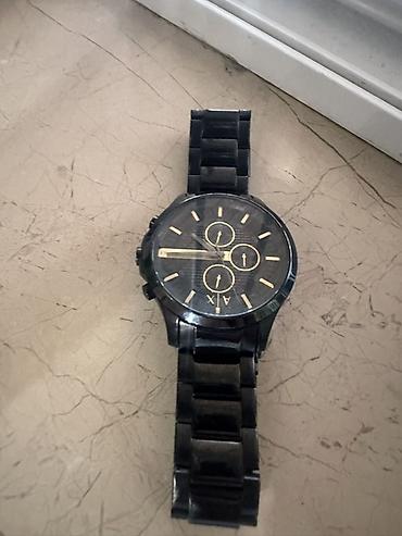 apple saat: Armani Exchange (A|X) kişi qol saatı – qara rəngli, metal qolbaqlı — 2