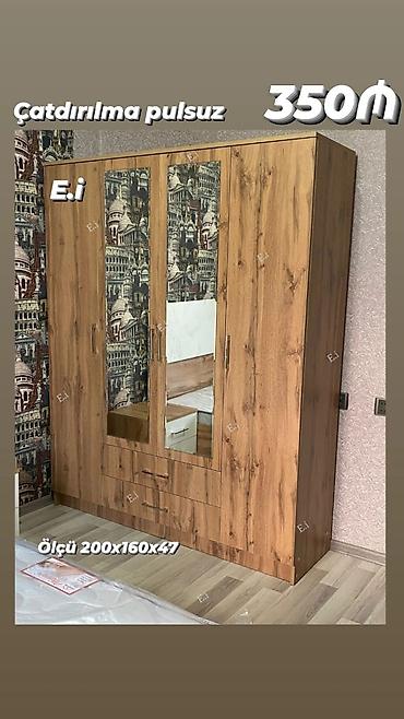 Мебель для дома: Dördkapılı paltar dolabı - Material: taxta teksturalı laminat - Ön — 1