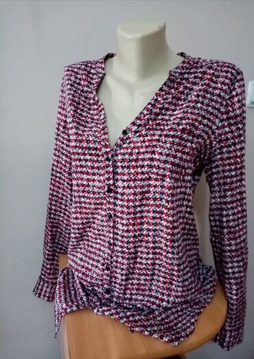 mango bluze i košulje: M (EU 38), Viskoza, Geometrijski, bоја - Bordo