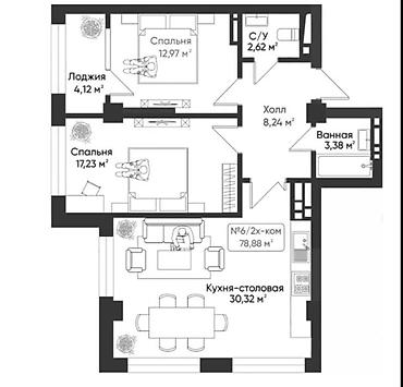 Новостройки от застройщика: Строится, Элитка, Студия, 79 м² — 3
