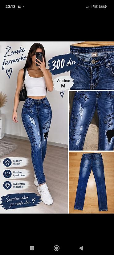 delije farmerke: Ženske farmerke – veličina M - Model: uske (skinny), duboki struk — 1