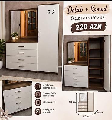 Güzgülü dolab və komod dəsti (G1 modeli). Dəstə aşağıdakılar