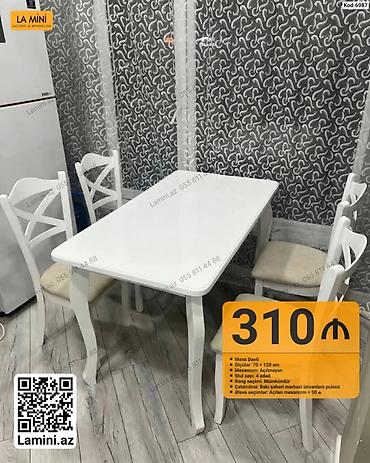 Мебель: Masa Dəsti – kod: 6987 - Dəst: 1 masa + 4 ədəd stul - Ölçülər: 70 × — 1
