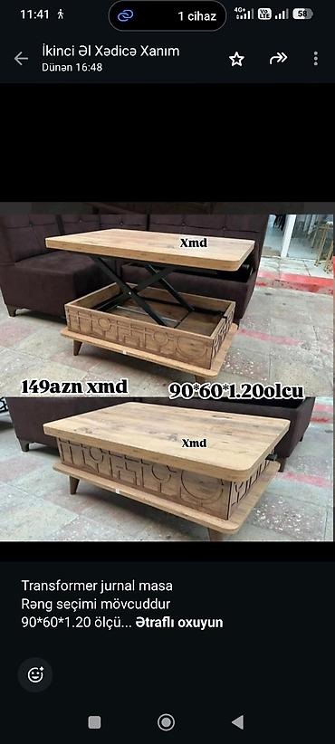 Sifarişlə ev mebeli: Transformer jurnal masa Rəng seçimi mövcuddur 90*60*1.20 ölçü — 7