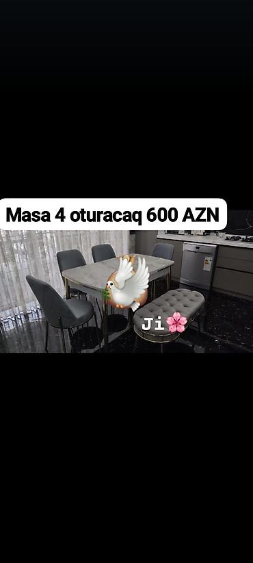 Mətbəx üçün, Yeni, Dördbucaq masa, 4 stul