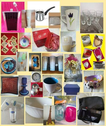 metalac escajg komplet: Razne stvari za kuću, sat, vaze, tanjiri ukrasni, čaše, šolje