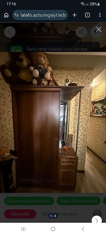 paltar skaf: SatıllrQarderob-dolabı və konsol güzgü dəsti - Material: ağac — 1