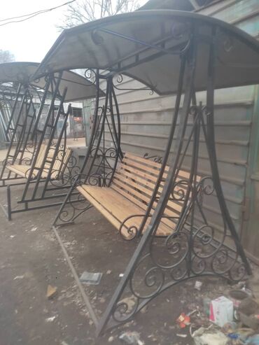 Садовые качели: Садовые качели Металл, Со спинкой, С крышей — 20