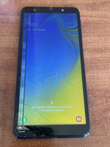 Samsung: Samsung Galaxy A7 2018, 64 GB, rəng - Göy, Qırıq, Sensor, İki sim kartlı