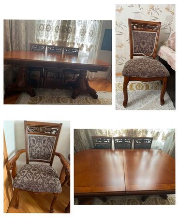 Mətbəx mebeli: Qonaq otağı üçün, İşlənmiş, Açılan, Oval masa, 8 stul