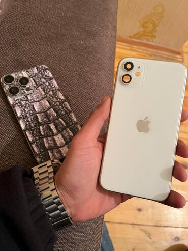 Apple iPhone: IPhone 11, 64 GB, White Titanium, Face ID, Sənədlərlə, Simsiz şarj