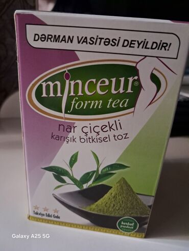 Qazlı içkilər: Məhsul: Ariqlama çayı. təzə alınıb. istifadə 3 gün edilib. Minceur