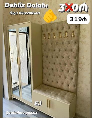 şuşe qapi: Yeni, 2 qapılı, Güzgülü, Bej, Açılan, Düz dolab — 2