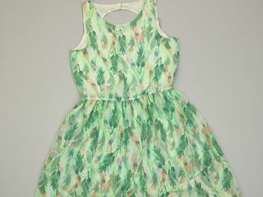 zielona sukienka satynowa: Sukienka, H&M, 13 lat, 152-158 cm, stan - Idealny