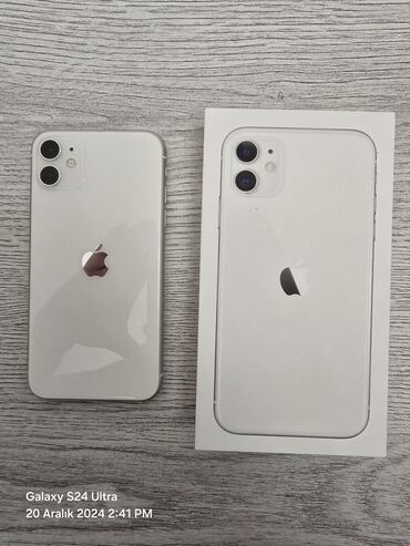 Apple iPhone: IPhone 11, 128 GB, White Titanium, Simsiz şarj, Face ID