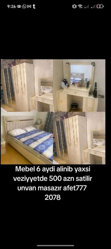 Süni güllər: Mebel 6 aydi alinib yaxsi veziyyetde 500 azn satilir unvan masazır